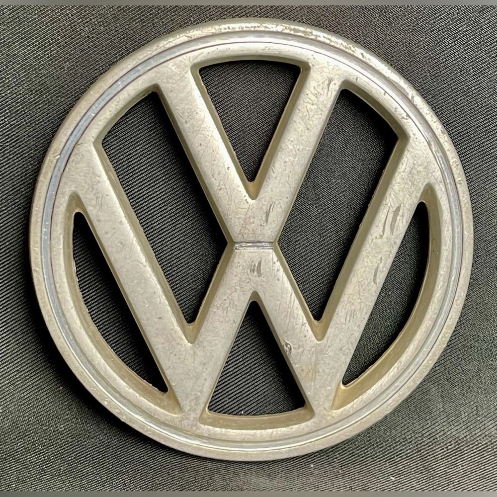 VTG VW Beetle Hood Emblem 3” Badge 113853601B OEM Type 1 Bug Logo Metal Crest